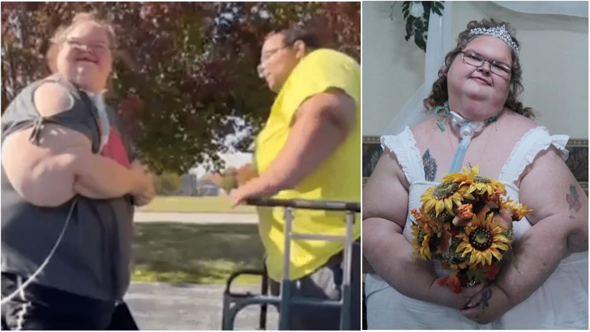 Tammy and Caleb in a still and Tammy on her wedding day (Screenshot/The US Sun  and Instagram/@People Magazine)