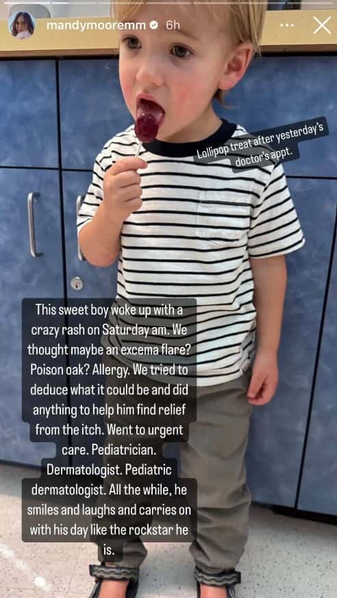 Mandy Moore posted the news of her son on Friday to her Instagram Story (@mandymooremm/Instagram Story)