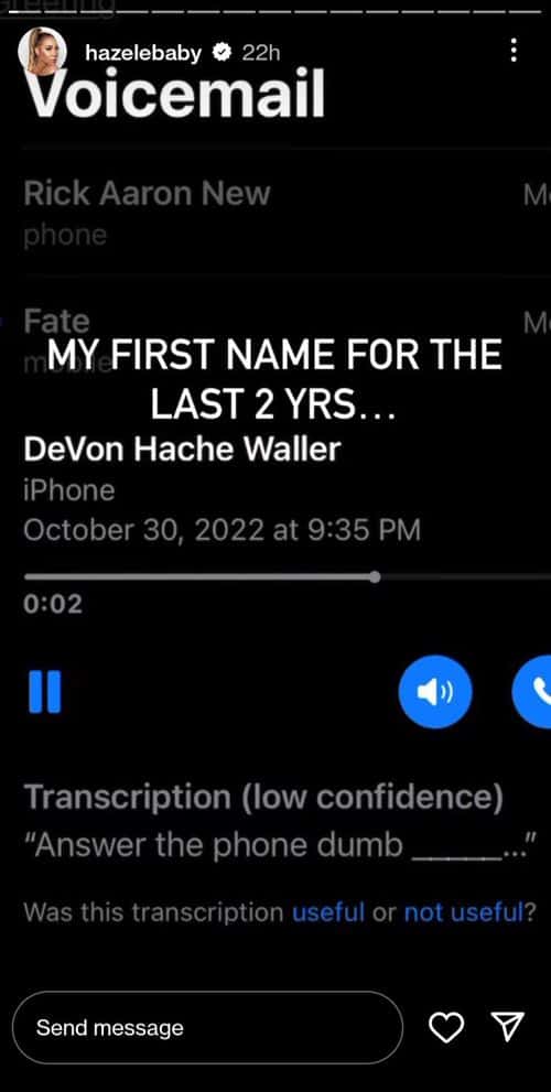 Hazel E's story detailing her husband De'Von Waller's abuse (@Hazelebaby/Instagram)