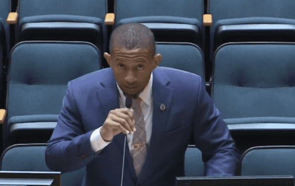 Dynell talking about his ordeal to the oversight members at their monthly August meeting  