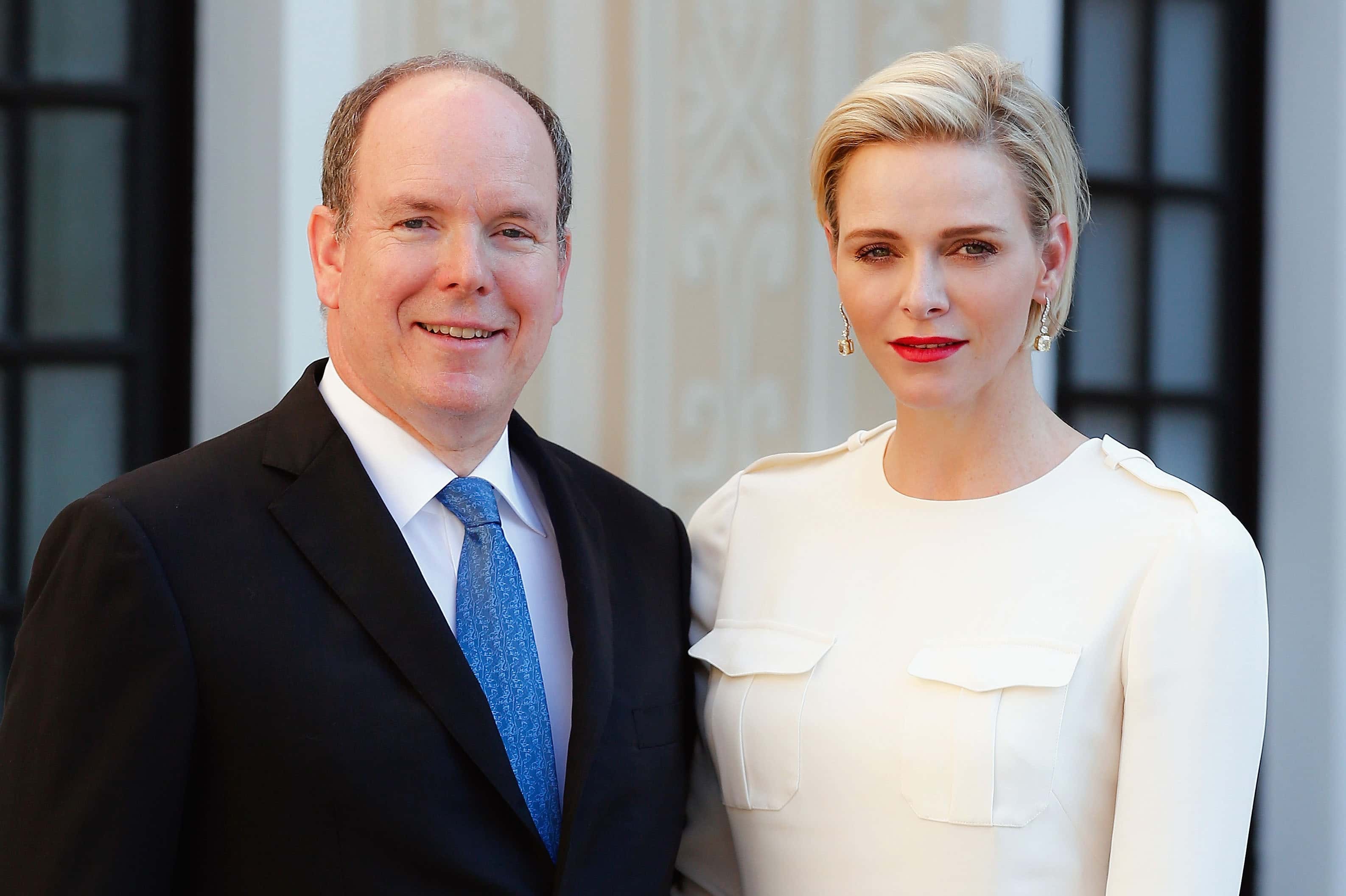 (EDITORS NOTE: This image has been retouched at original source) (TABLOIDS & ONLINE OUT) Prince Albert II of Monaco and Princess Charlene of Monaco attend the Monaco Palace cocktail party of the 55th Monte Carlo TV festival  on June 17, 2015 in Monte-Carlo, Monaco.