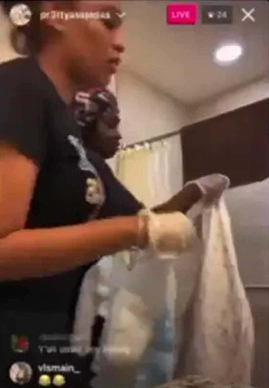 The live-stream video shows two health care workers allegedly verbally abusing and taunting a woman who also has dementia. 
(Brevard County Sheriff's Office)
