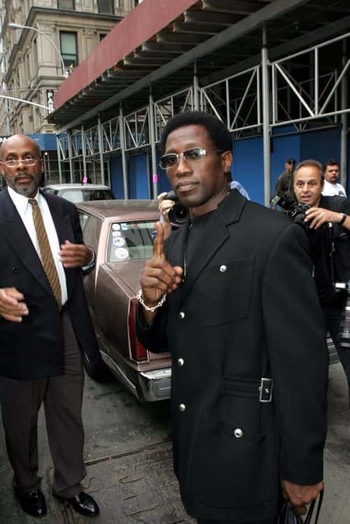 Actor Wesley Snipes arrives to Family Court on October 6, 2005 in New York City. Snipes has been cleared of claims that he fathered a child by an Indiana woman.