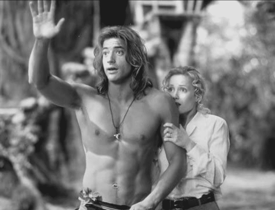 Brendan Fraser and Leslie Mann in 'Georg of the Jungle' (1997). (IMDb/George of the Jungle)