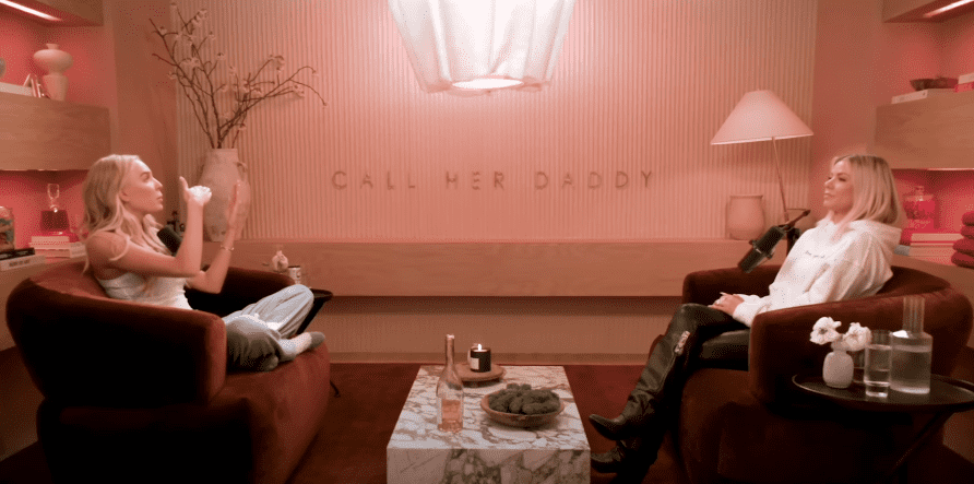 The 37-year-old Vanderpump Rules star opened up to Alex Cooper about her nine-year romance with the 39-year-old pub owner, which ended in March when it was revealed that he had an affair with co-star Raquel Leviss, 28 (callherdaddy/YouTube)