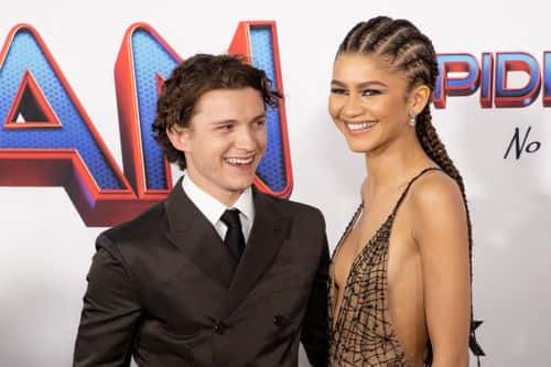 (L-R) Tom Holland and Zendaya attendsthe Los Angeles premiere of Sony Pictures' 'Spider-Man: No Way Home' on December 13, 2021 in Los Angeles, California.