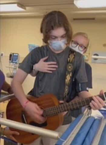 After spending a month in hospital, Sammy is currently working to recover strength in his legs and is undergoing physical therapy for the ischemic spine injury.  (Screenshot from Fox News)