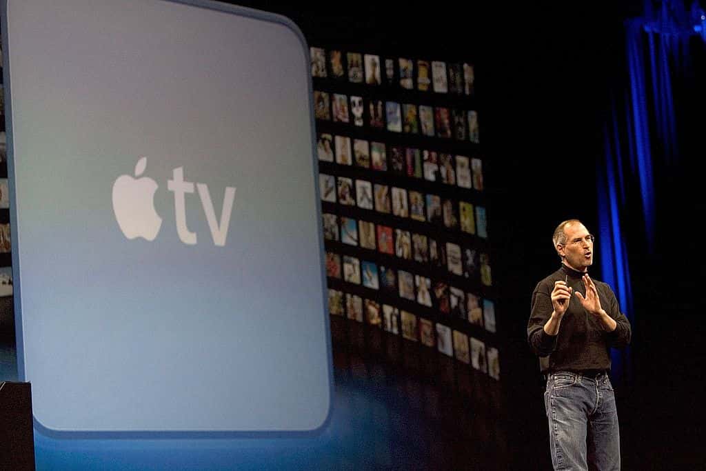 Apple CEO Steve Jobs talks about Apple tv at Macworld on January 9, 2007 in San Francisco, California (Getty Images)