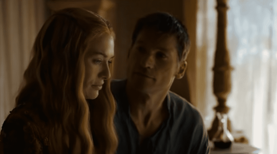 Jaime Lannister (Nikolaj Coster-Waldau) and Cersei (Lena Headey) in 'Game of Thrones (HBO screenshot)