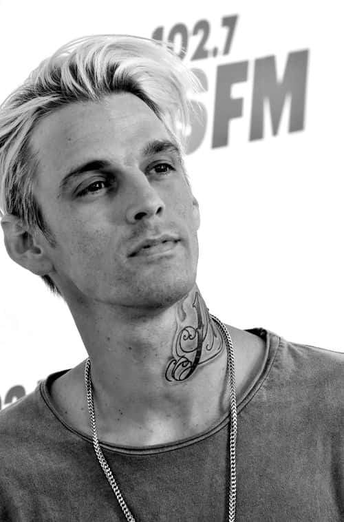 (EDITORS NOTE: Image has been converted to black and white.) Aaron Carter attends 102.7 KIIS FM's 2017 Wango Tango at StubHub Center on May 13, 2017 in Carson, California.
