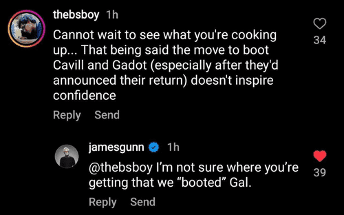James Gunn claps back at a fan (James Gunn/Instagram)