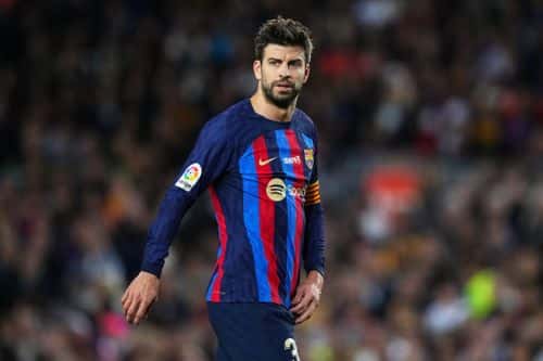 Gerard Pique of FC Barcelona looks on during the LaLiga Santander match between FC Barcelona and UD Almeria at Spotify Camp Nou on November 05, 2022 in Barcelona, Spain.