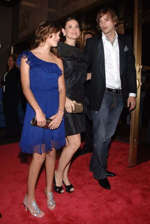 Actors Ashton Kutcher, Demi Moore and her daughter Tallulah Willis attend the premiere of 
