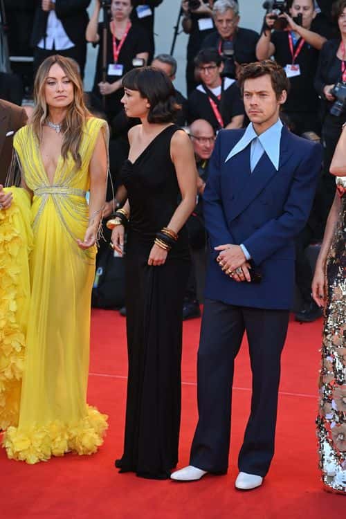 (L-R) Director Olivia Wilde, Sydney Chandler and Harry Styles attend the