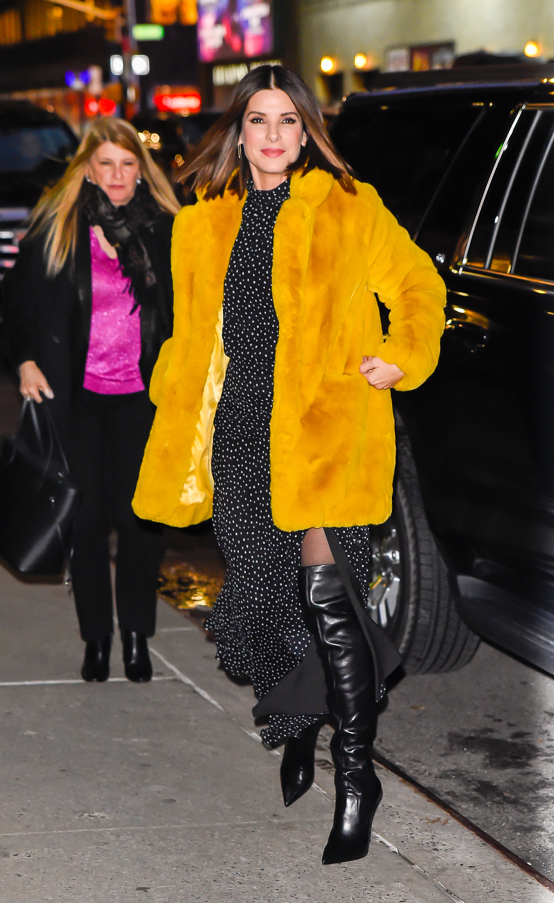 Sandra Bullock arrives at 'The Late Show with Stephen Colbert' at the Ed Sullivan Theater on December 17, 2018, in New York City. (Photo by Raymond Hall/GC Images)