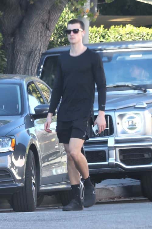 Shawn Mendes spotted in West Hollywood sporting all black and his new buzzcut (Backgrid)