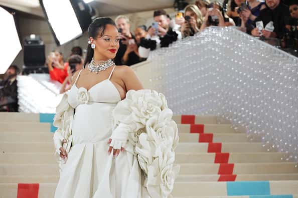 Rihanna surprises fans in the second look (Photo by Mike Coppola/Getty Images)