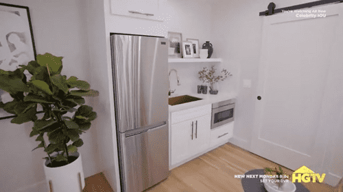 The new kitchenette for Tadao Salima on 'Celebrity IOU' Season 4 Part 2 (HGTV)