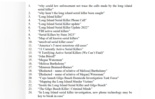 Rex Heuermann's search history unveiled 'thousands of searches related to sex workers, sadistic, torture-related pornography' and imagery depicting child sexual abuse (Suffolk County DA)