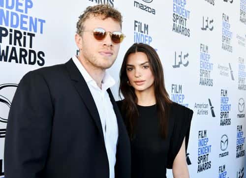 (L-R) Sebastian Bear-McClard and Emily Ratajkowski attend the 2020 Film Independent Spirit Awards on February 08, 2020 in Santa Monica, California.