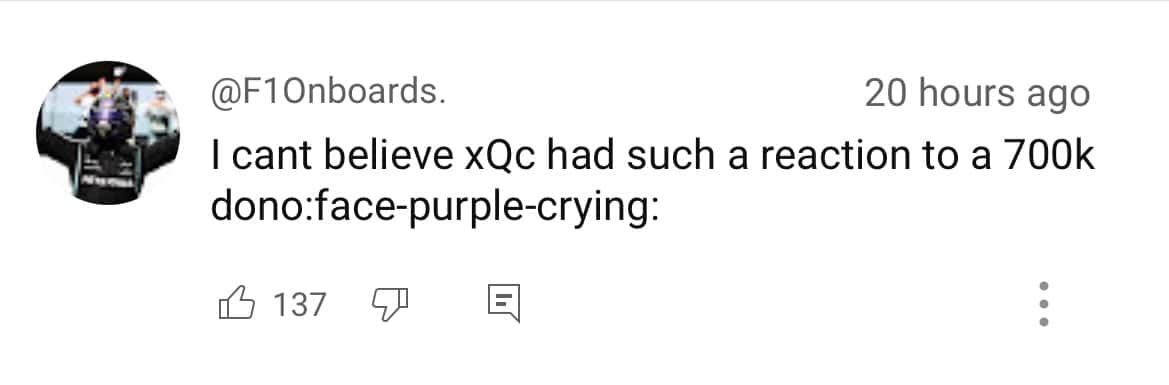 Comment section from xQc's video on YouTube (@xQc/Youtube)