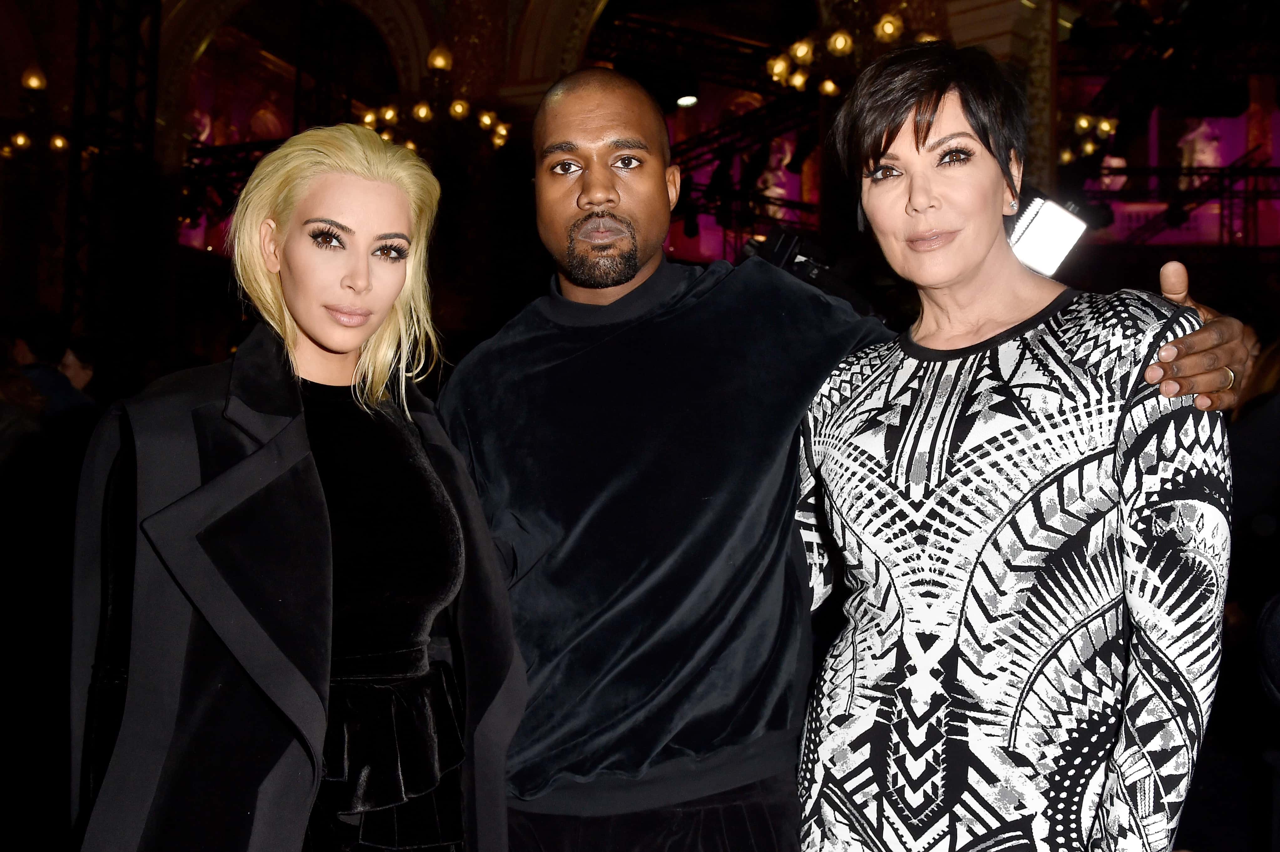 Kim Kardashian, Kanye West and Kris Jenner attend the Balmain show as part of the Paris Fashion Week Womenswear Fall/Winter 2015/2016 on March 5, 2015 in Paris, France.