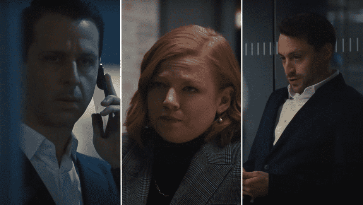 Jeremy Strong, Sarah Snook & Kieran Culkin as Kendall, Shiv and Roman Roy in 'Succession' (YouTube/@HBOMAX)