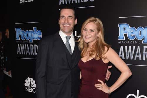 Actors Jon Hamm (L) and Jennifer Westfeldt attend the PEOPLE Magazine Awards at The Beverly Hilton Hotel on December 18, 2014 in Beverly Hills, California.