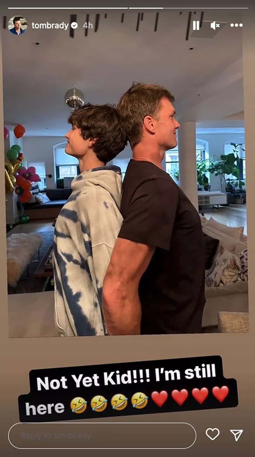 Brady recently took to his Instagram stories to share a fun snap that showed that his 15-year-old son John 