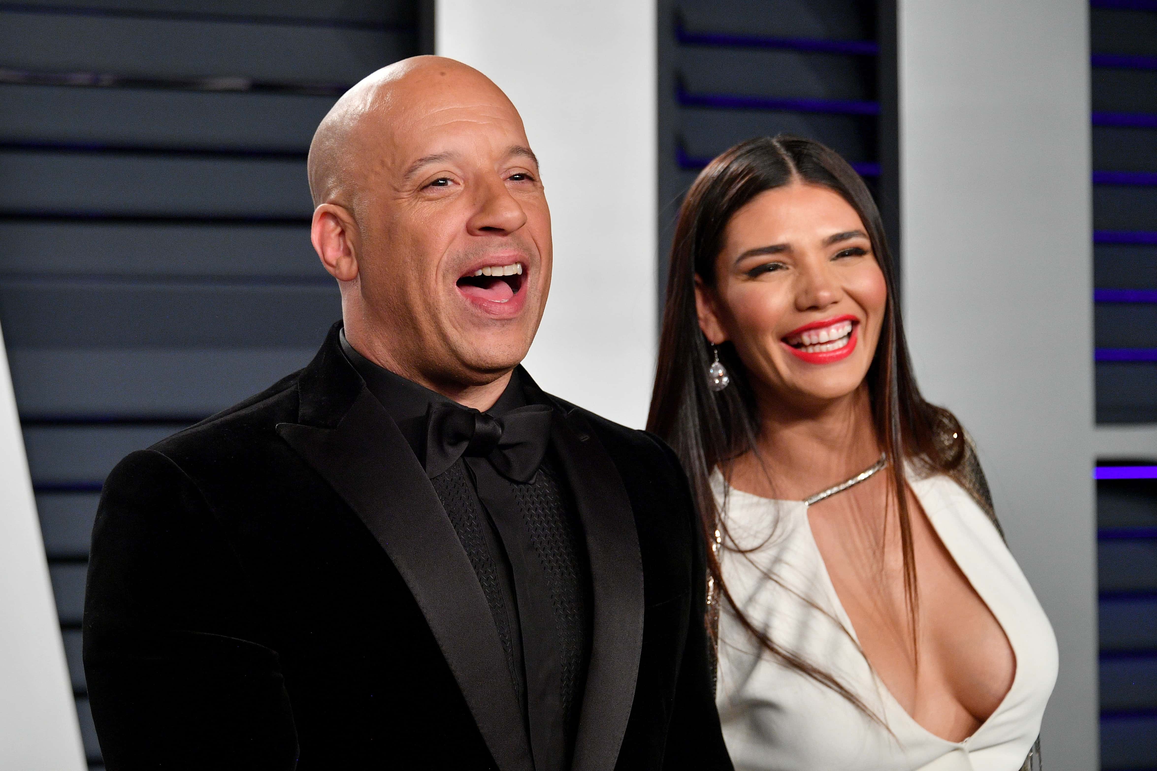 BEVERLY HILLS, CA - FEBRUARY 24: Vin Diesel (L) and Paloma Jimenez attend the 2019 Vanity Fair Oscar Party hosted by Radhika Jones at Wallis Annenberg Center for the Performing Arts on February 24, 2019 in Beverly Hills, California. (Photo by Dia Dipasupil/Getty Images)
