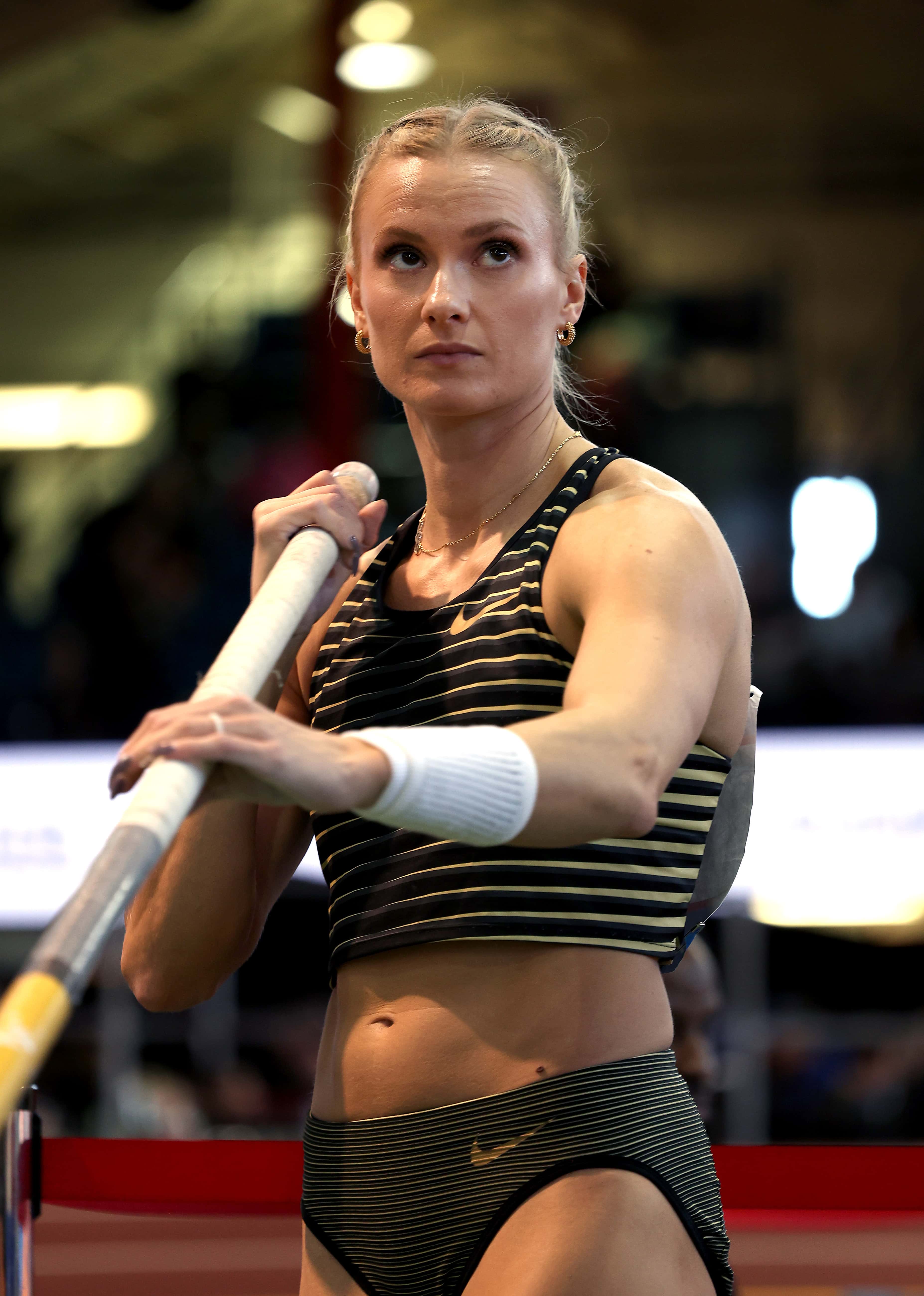 LONDON, ENGLAND - JULY 23: Katie Moon of Team United States prepares for a jump in the Women's Pole Vault during the London Athletics Meet, part of the 2023 Diamond League series at London Stadium on July 23, 2023 in London, England. (Photo by Shaun Botterill/Getty Images)
