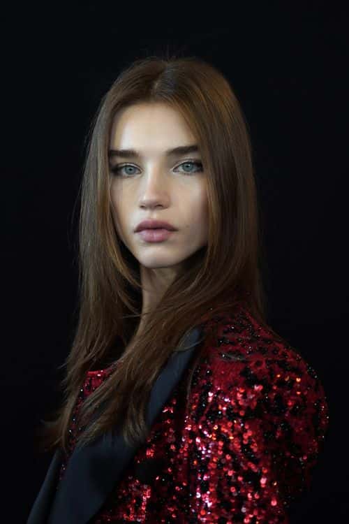 Model Meghan Roche prepares backstage before the  Redemption show as part of the Paris Fashion Week Womenswear Fall/Winter 2019/2020 on February 28, 2019 in Paris, France.