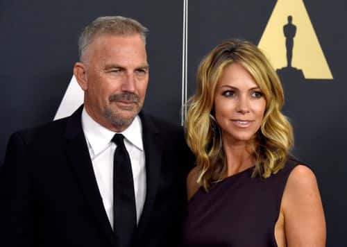Actor Kevin Costner (L) and model Christine Baumgartner attend the Academy Of Motion Picture Arts And Sciences' 2014 Governors Awards at The Ray Dolby Ballroom at Hollywood & Highland Center on November 8, 2014 in Hollywood, California.