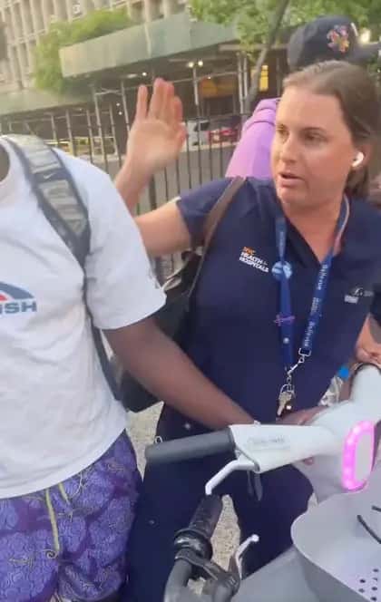 The viral video showed the white woman attempting to make a scene while portraying the young man as a danger. (Tariq Nasheed/Twitter)