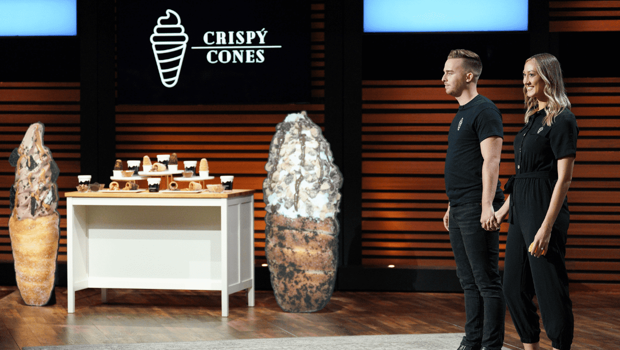 Crispy Cones founders Kaitlyn Carlson and Jeremy Carlson, on 'Shark Tank' Season 14 (ABC)