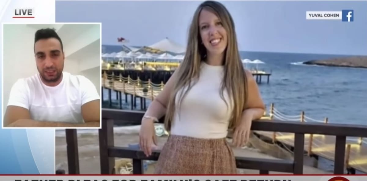 Israel father, Yoni Asher share his wife's picture who is captured hostage by Hamaz militants (@today/YouTube)