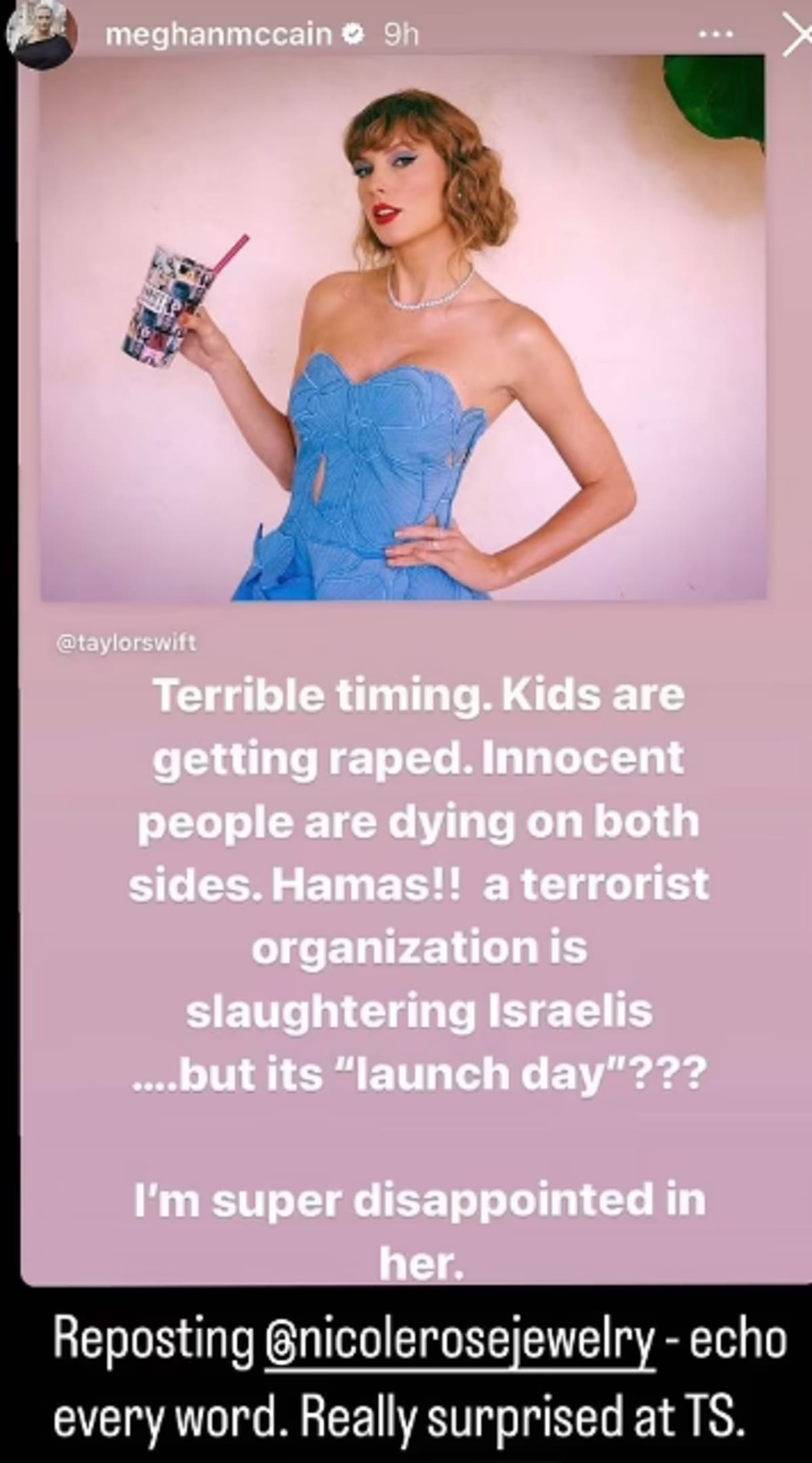 Also criticized Taylor Swift (@meghanmccain/Instagram)