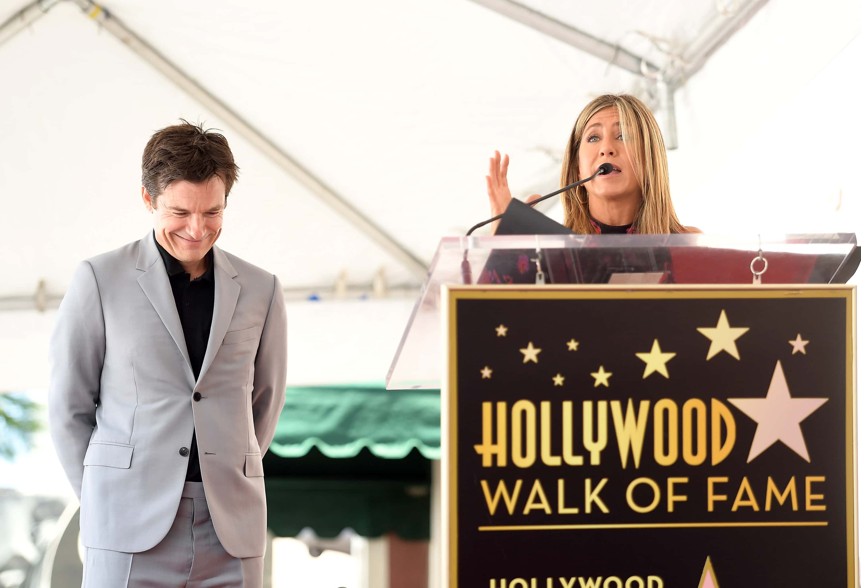 HOLLYWOOD, CA - JULY 26:  Jason Bateman (L) and Jennifer Aniston attend The Hollywood Walk of Fame S