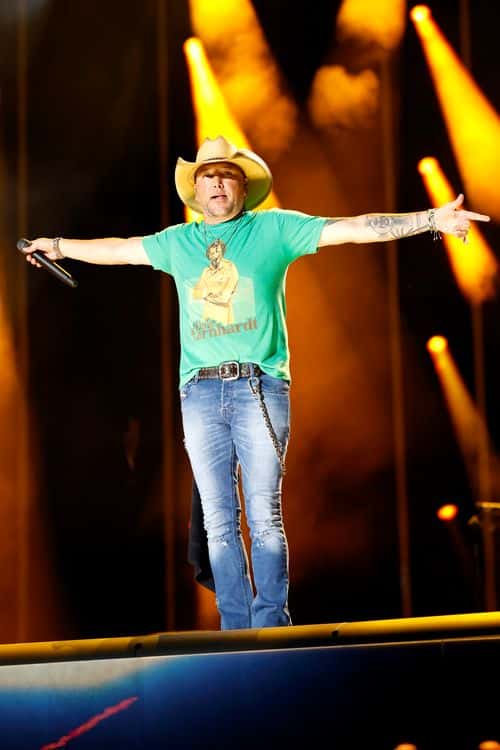 Jason Aldean performs on stage during day three of CMA Fest 2023 at Nissan Stadium on June 10, 2023 in Nashville, Tennessee.