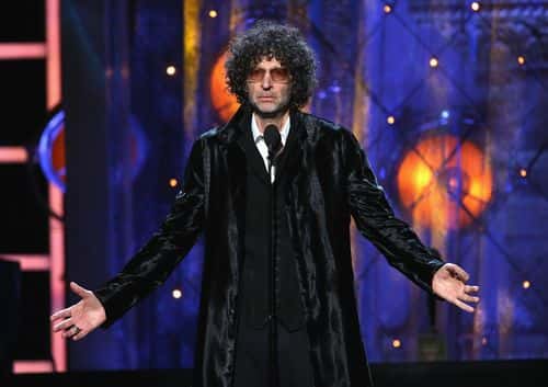 Howard Stern inducts Bon Jovi on stage during the 33rd Annual Rock & Roll Hall of Fame Induction Ceremony at Public Auditorium on April 14, 2018 in Cleveland, Ohio.
