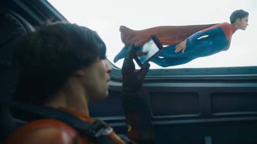 Ezra Miller (Barry Allen) and Sasha Calle (Supergirl) in 'The Flash' (Warner Bros)