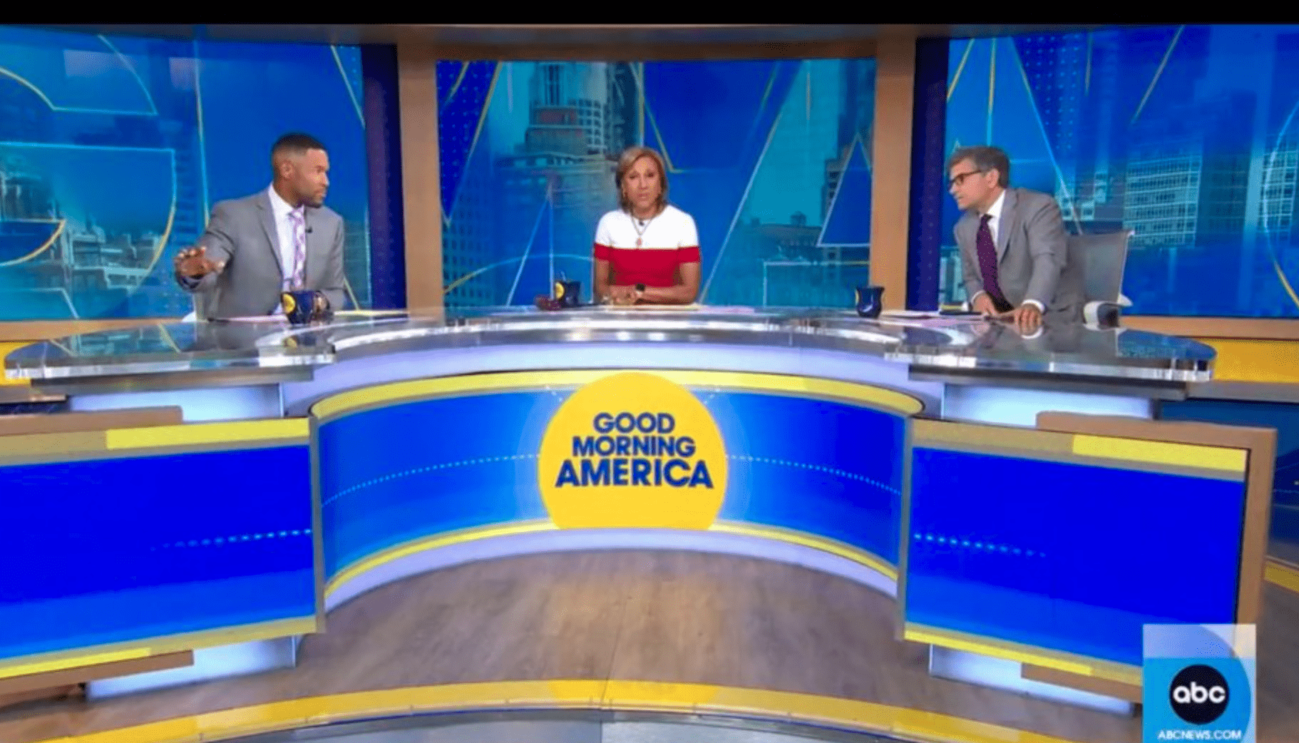 Robin Roberts, Michael Strahan and George Stephanopoulos returned to 'GMA' on Monday, August 14 after a long absence (ABC)