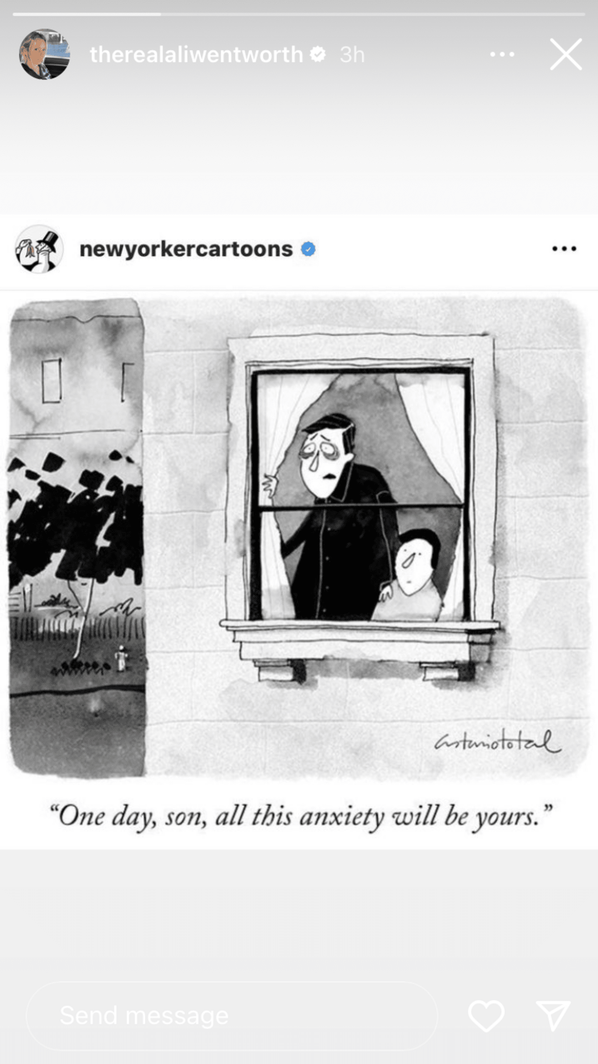 Ali Wentworth shared a cryptic cartoon post about 'anxiety' (@therealaliwentworth/Instagram)