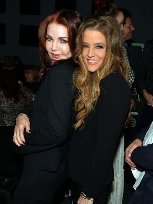 Priscilla Presley celebrates backstage with her daughter Lisa Marie Presley after Lisa Marie's performance at 3rd & Lindsley during the 14th Annual Americana Music Festival & Conference on September 20, 2013 in Nashville, United States. (Photo by Rick Diamond/Getty Images for Americana Music Festival)