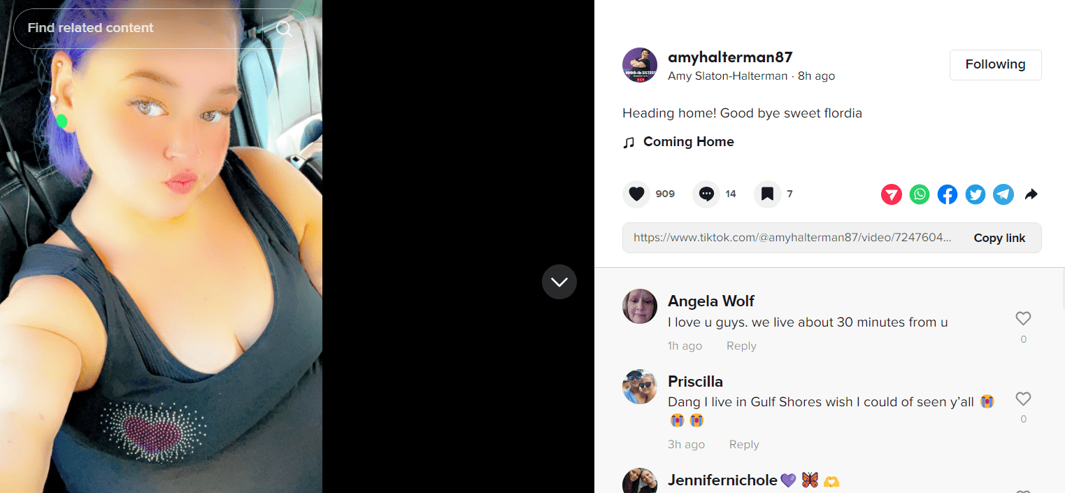 '1000-lb Sisters' star Amy Slaton uploads pictures of Florida (TikTok/@amyhalterman87)