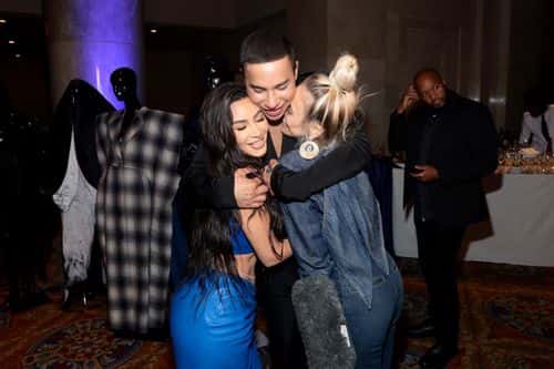 (L-R) Kim Kardashian, Olivier Rousteing, and Marni Senofonte attend the 74th Annual Parsons Benefit at Cipriani Wall Street on May 24, 2023 in New York City.