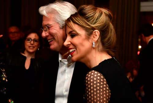 US actor Richard Gere and Alejandra Silva arrive at THE DINNER drinks reception with Grey Goose at Soho House Berlin during the 67th Berlinale International Film Festival Berlin at  on February 10, 2017 in Berlin, Germany.