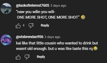 Comments on Kai Cenat (@kaicenatlive/YouTube)