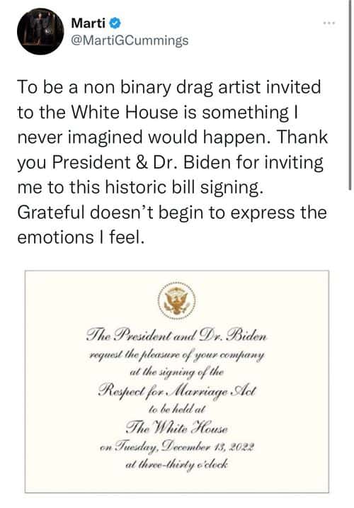Marti G Cummings accepts the White House invitation and expresses gratitude. (Twitter/@MartiGCummings)