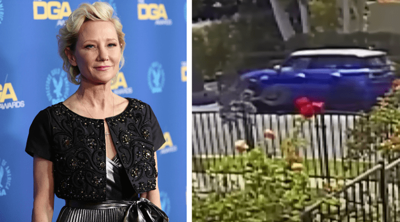 Chilling doorbell camera footage captured Anne Heche's horrifying accident (Jesse Grant/Getty Images & 
KHOU 11/YouTube)